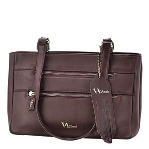 VA Smith Ann Leather Shoulder Bag in Plum/Brown